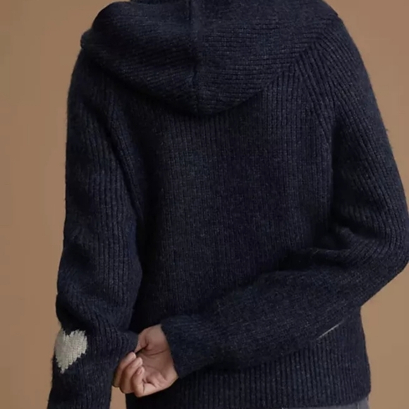 Anthropologie Heart Hoodie cardigan Sweater XS - Picture 3 of 7